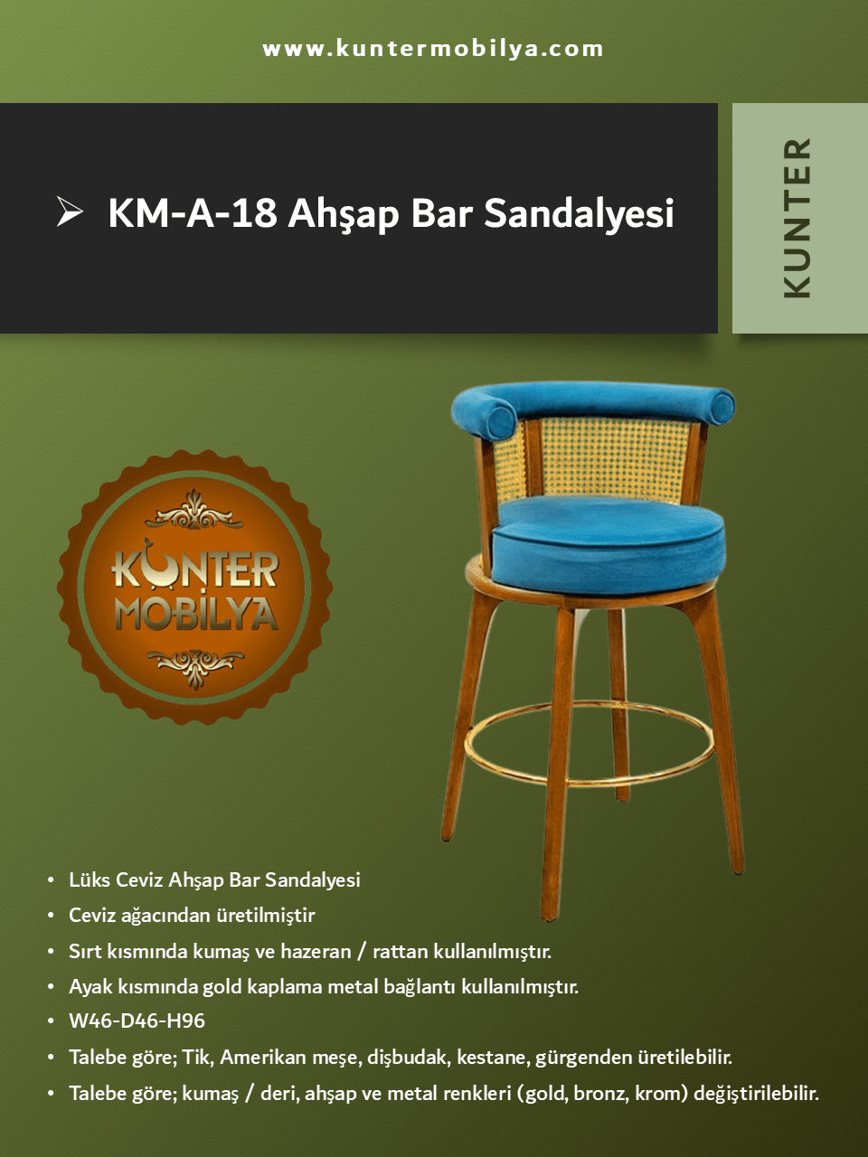 Sıra Dışı Bar Sandalyesi - KM-A-18