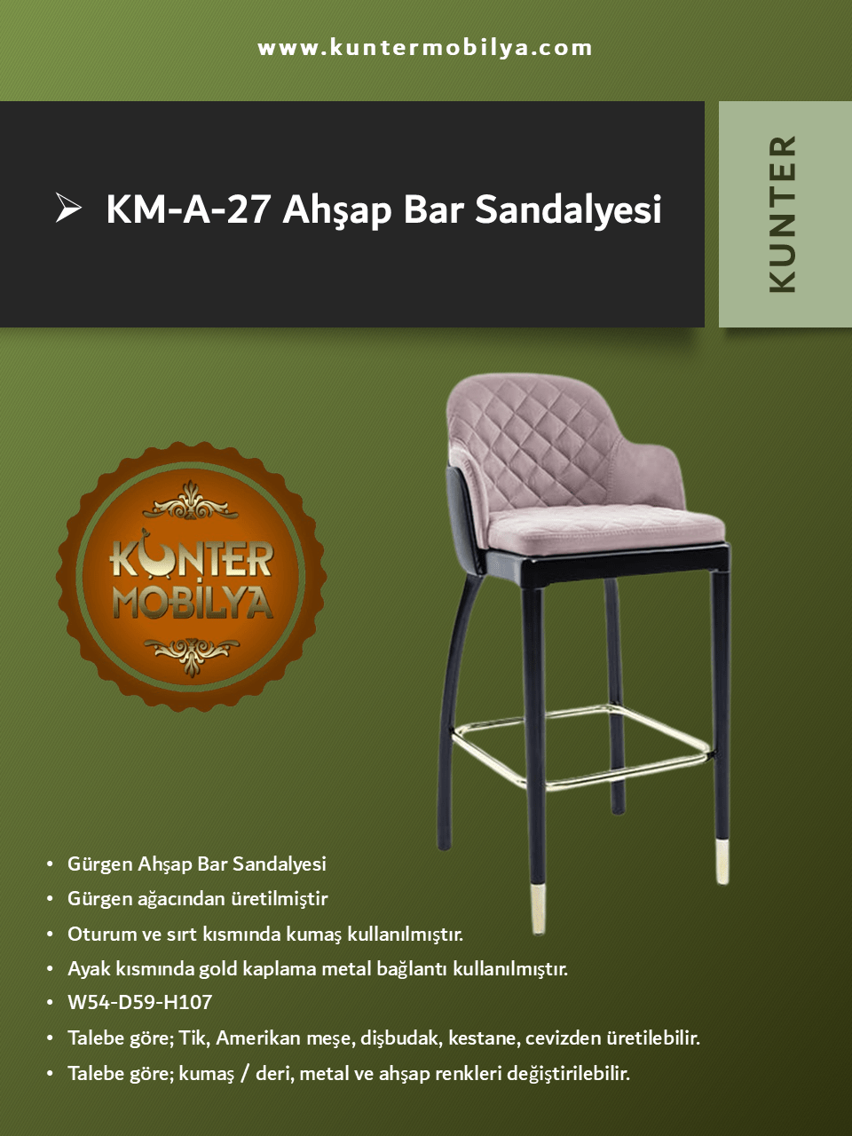 Sıra Dışı Bar Sandalyesi - KM-A-27